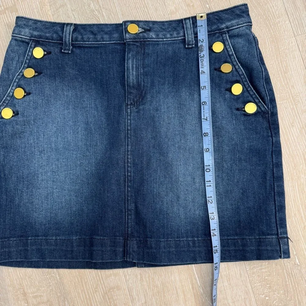 Michael Kors Sailor Denim Mini Skirt Gold Buttons Size 6P